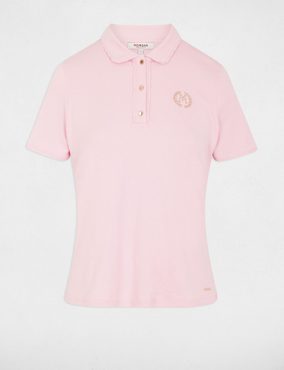 Maille l&eacute;g&egrave;re col &agrave; revers rose femme