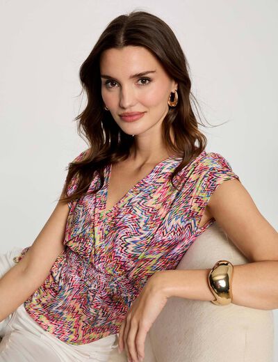 T-shirt manches courtes multicolore femme