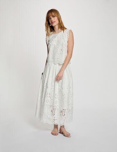 Jupe longue &eacute;vas&eacute;e blanc femme