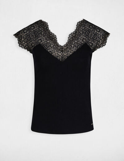 Tanktop met brede kanten bandjes marine vrouw