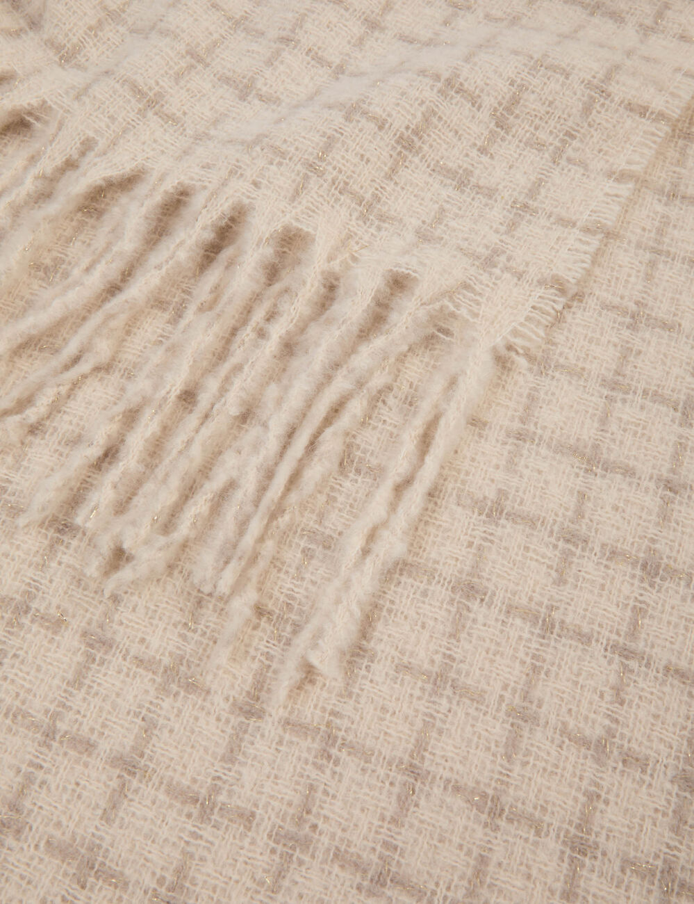 Écharpe à carreaux ivoire femme