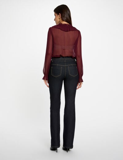 Chemise fluide col v prune femme
