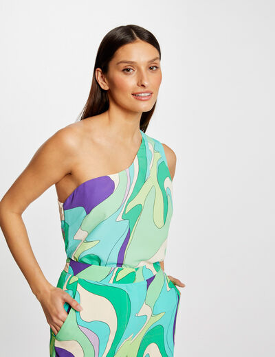Blouse asymétrique imprimé abstrait multico femme