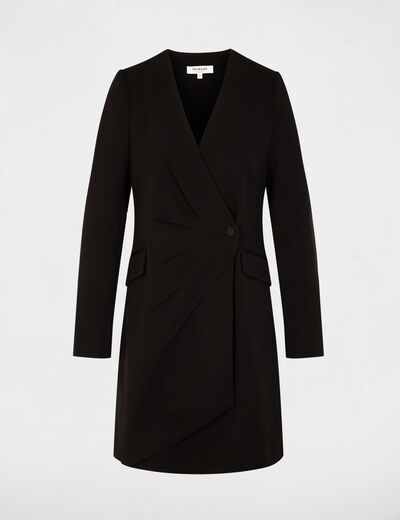 Robe blazer col v noir femme