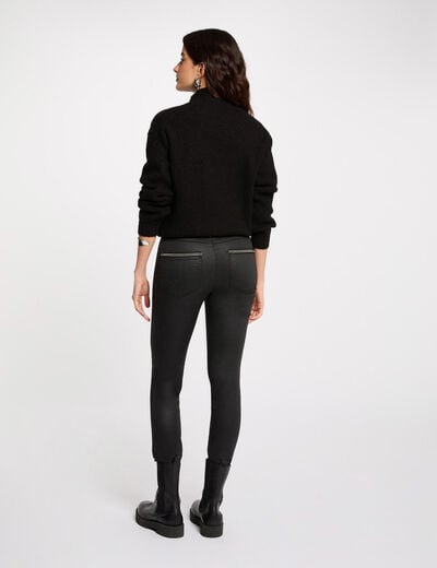 Gecoate slimfit broek zwart vrouw