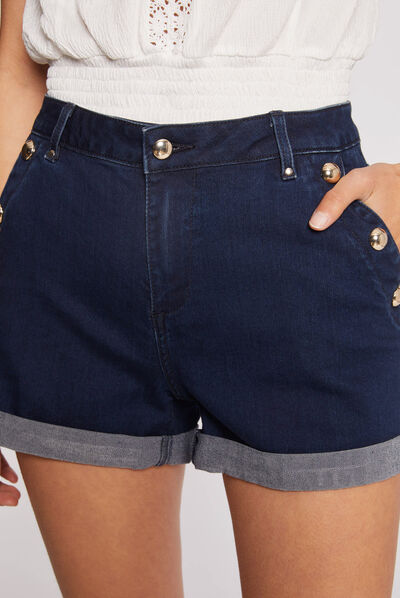 Short slim en jean à pont jean brut femme
