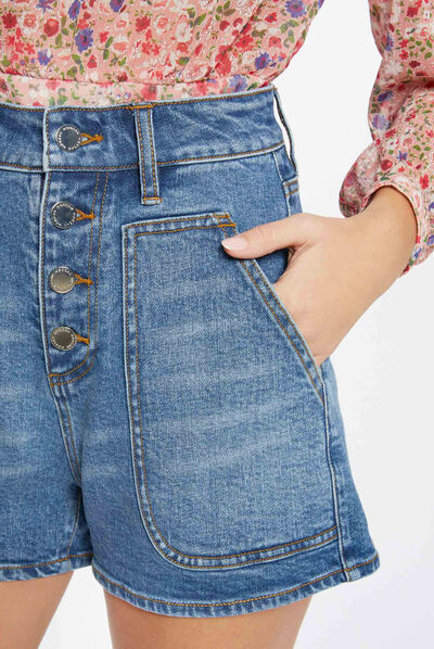 Short mom taille haute en jean jean stone femme