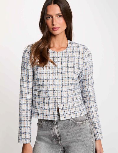 Veste tweed ajust&eacute;e multicolore femme