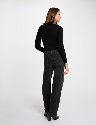 2-in-1 trui met omgeslagen kraag zwart vrouw