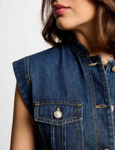 Combishort en jean denim brut femme