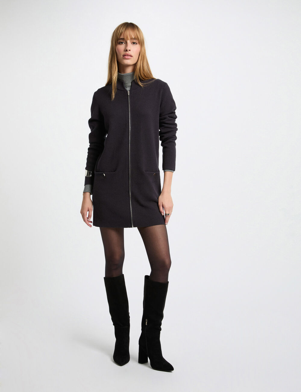 Vest met lange mouwen antracietgrijs vrouw