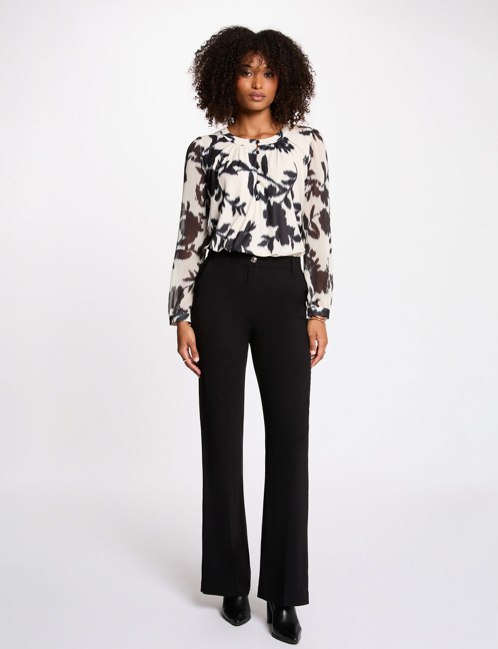 T-shirt voile manches longues blanc femme