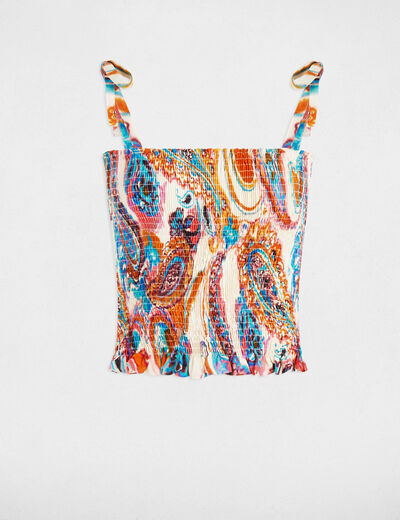 Gesmokte top met print meerkleurig vrouw