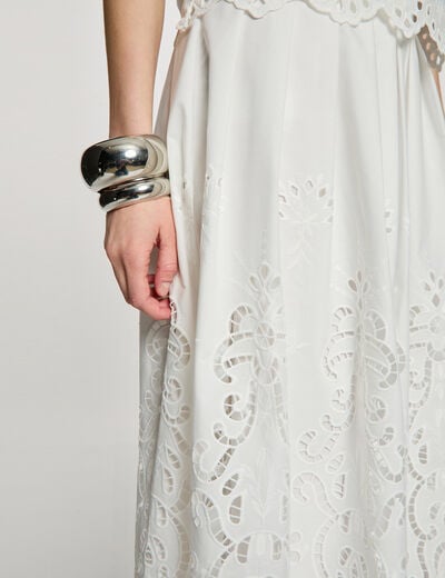 Jupe longue &eacute;vas&eacute;e blanc femme