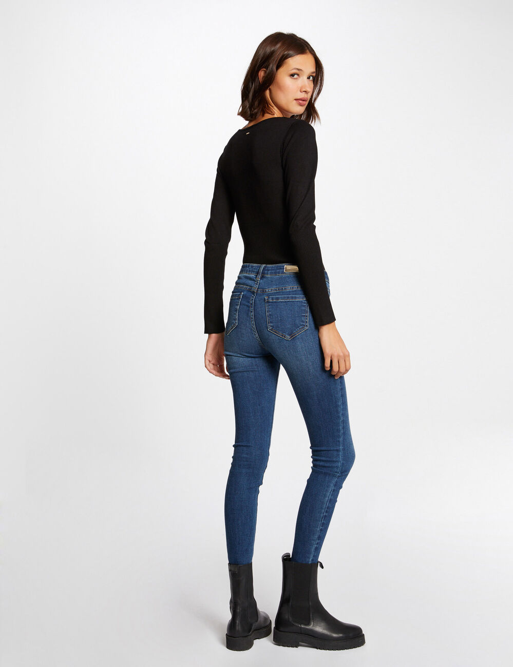 Trui met lange mouwen en ritsdetail zwart vrouw