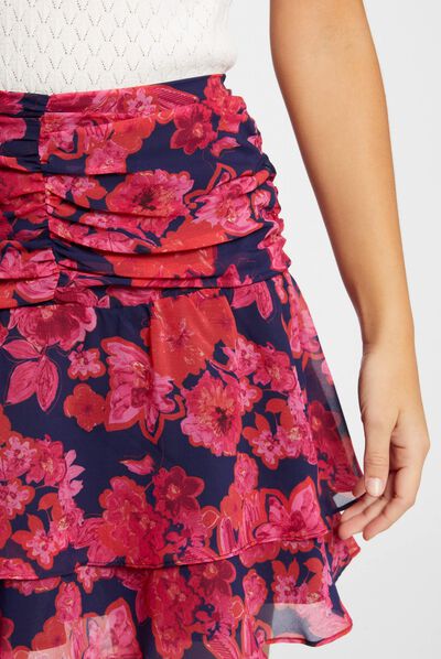 Korte rok met bloemenprint meerkleurig vrouw