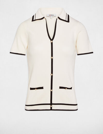 Gestreepte aansluitende trui ivoor vrouw