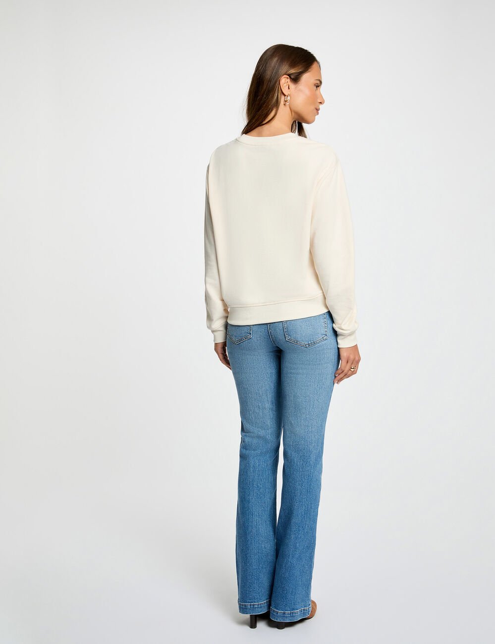 T-shirt met lange mouwen ivoor vrouw