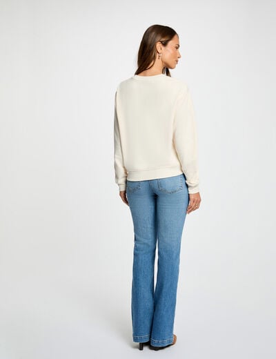 T-shirt met lange mouwen ivoor vrouw