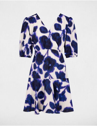 Robe courte évasée imprimée multicolore femme
