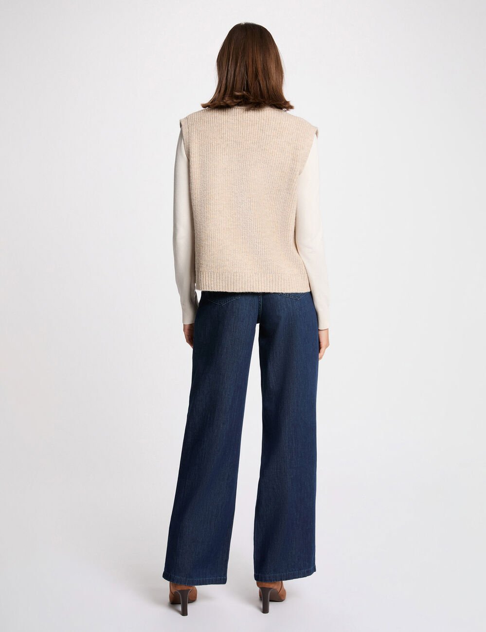 Gilet sans manches creme femme