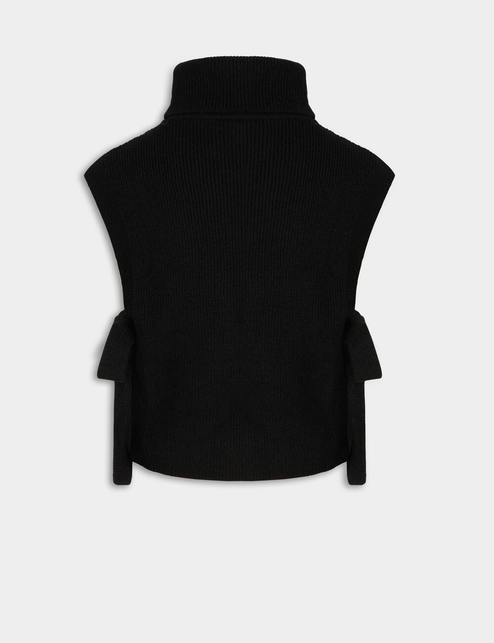 Poncho col brod&eacute; noir femme