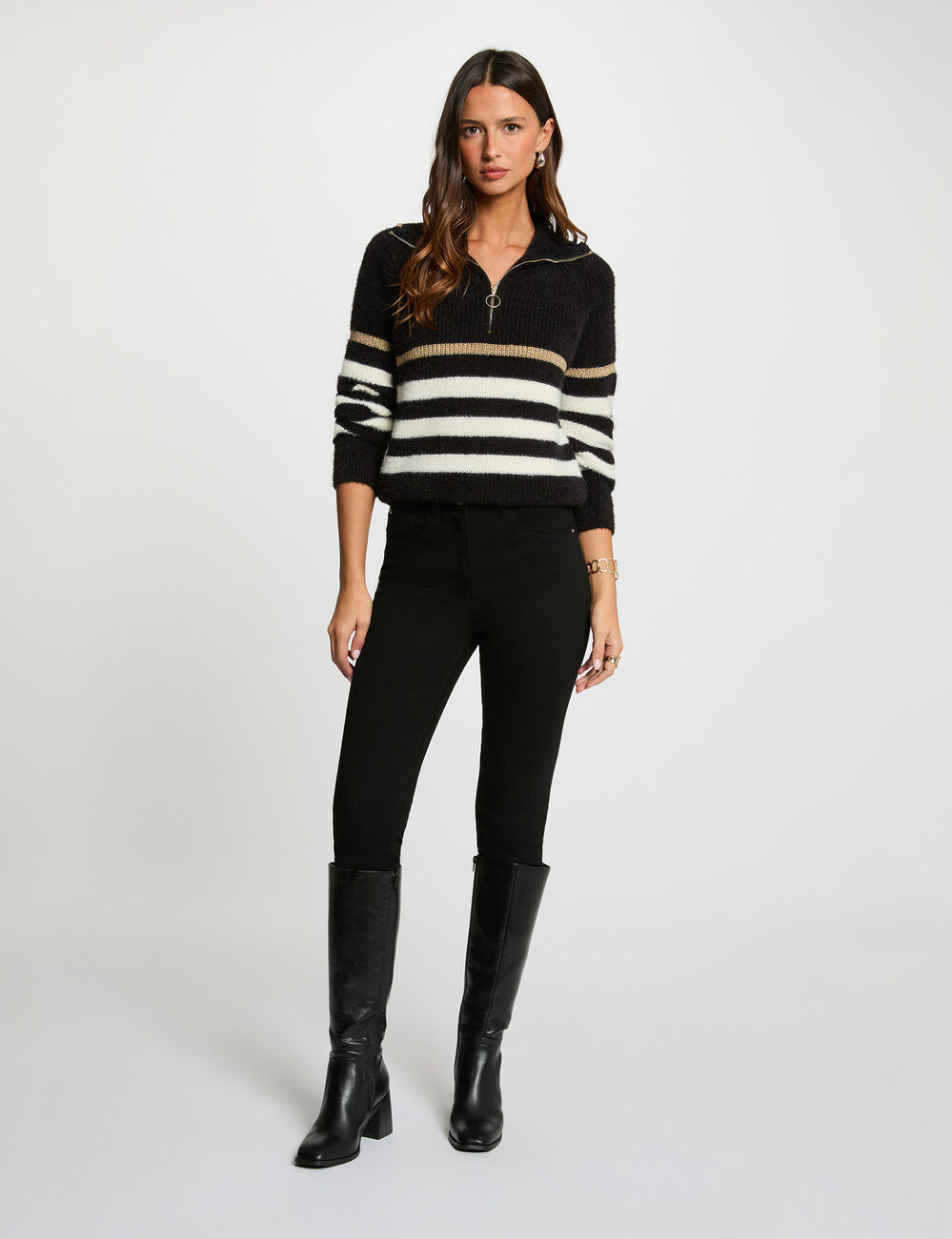 Jean skinny taille haute denim noir femme