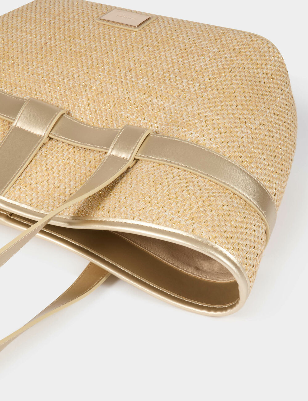 Gevlochten shopper beige vrouw
