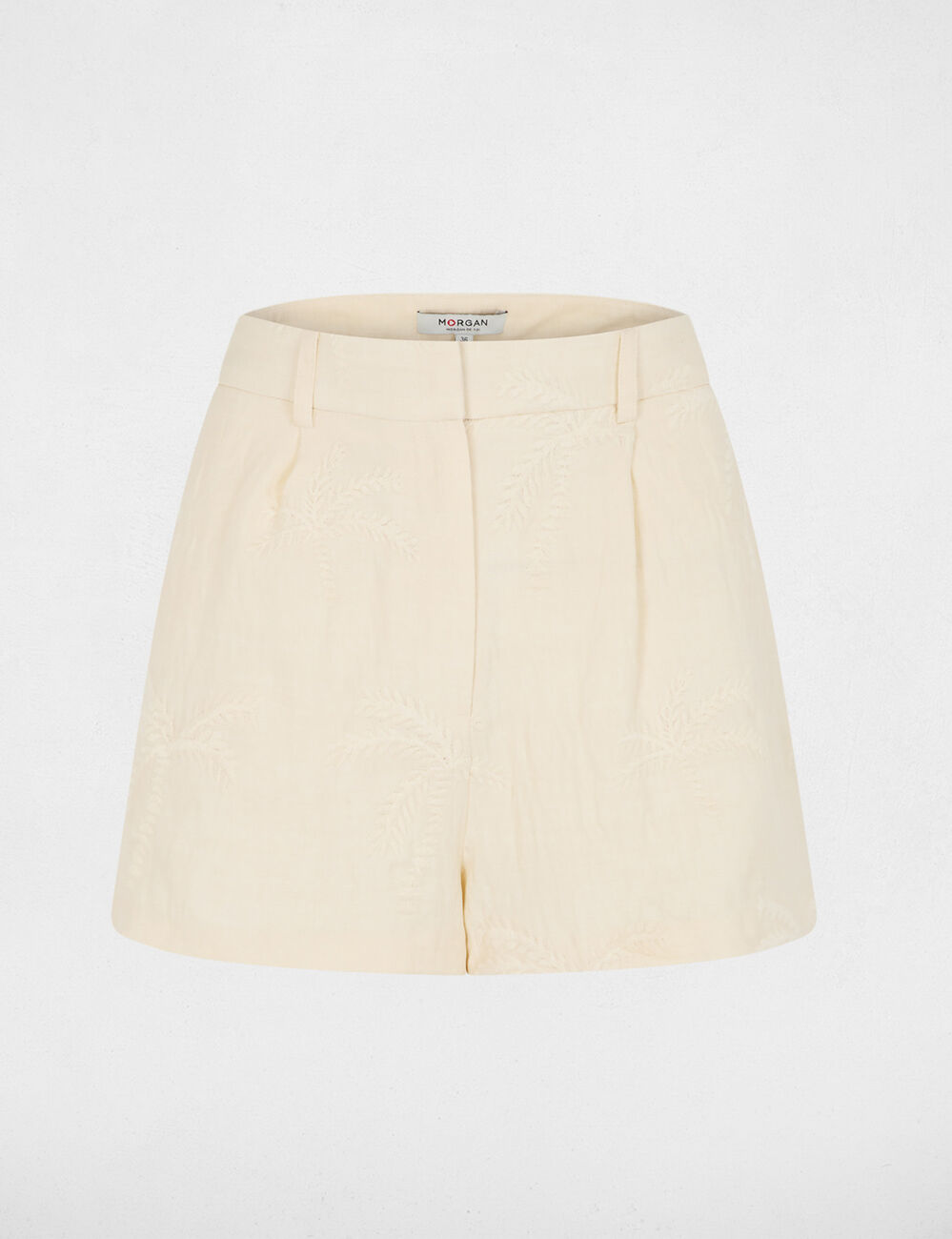 Short taille haute creme femme