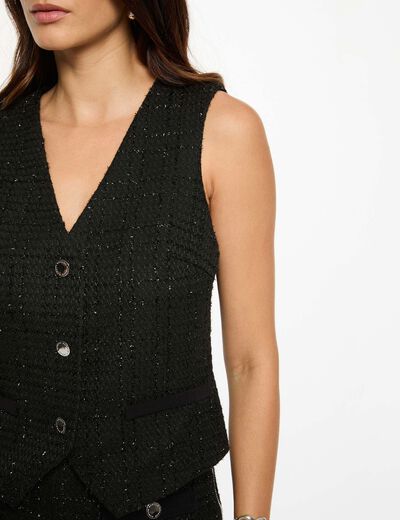 Gilet cintré sans manches noir femme