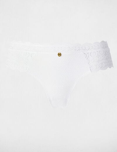 Shorty dentelle taille basse blanc femme