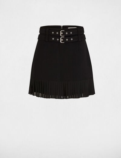 Jupe courte avec franges noir femme