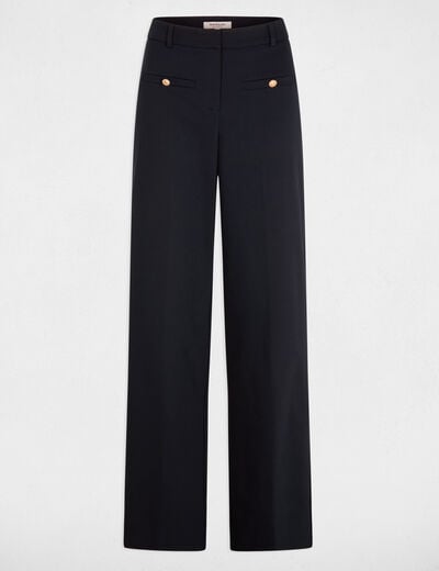 Hoge taille rechte broek marineblauw vrouw