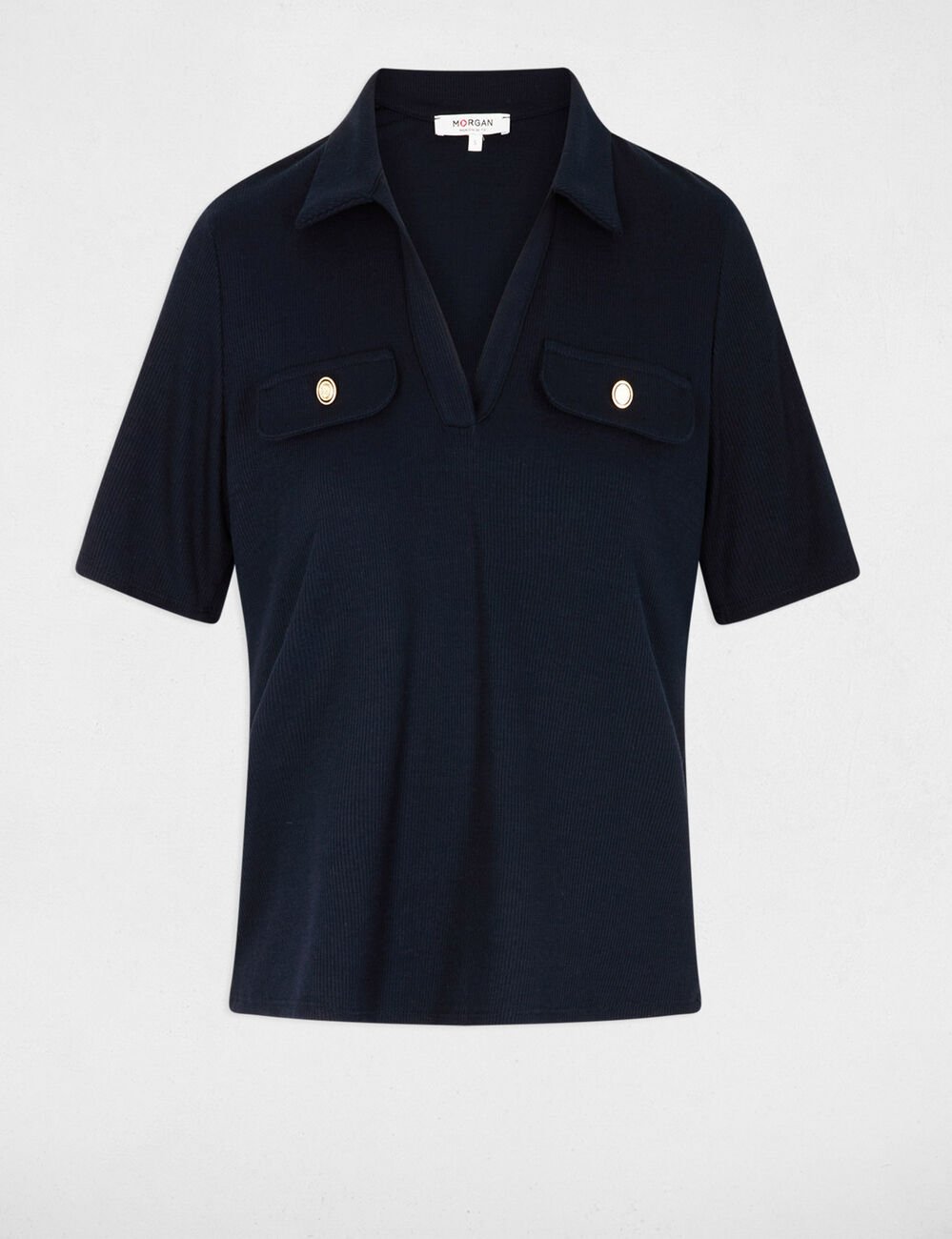 T-shirt manches courtes bleu marine femme