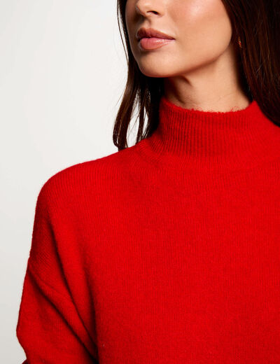 Trui met hoge kraag rood vrouw
