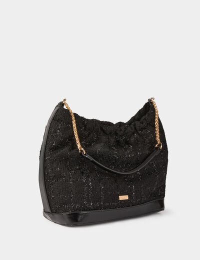 Metallic tweed tas zwart vrouw