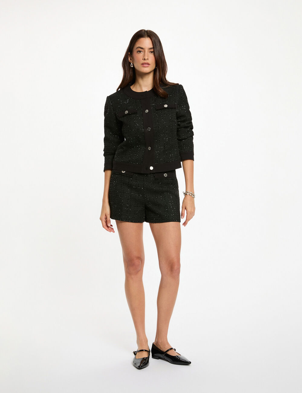 Veste courte ajustée noir femme