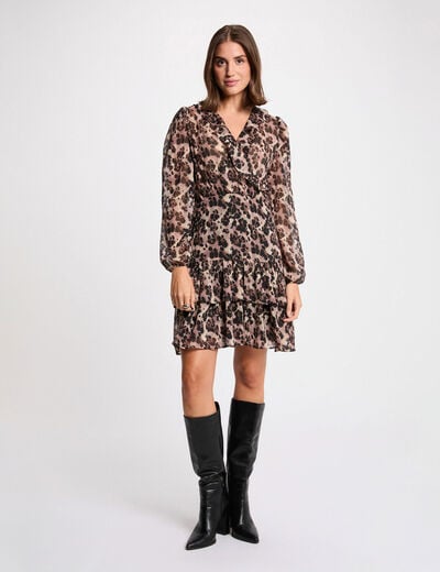 Korte jurk met V-hals meerkleurig vrouw