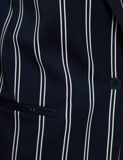Gestreepte blazer met reverskraag marineblauw vrouw