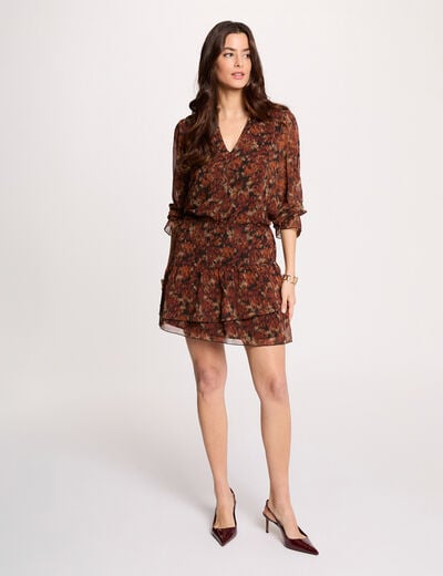 Robe courte ajust&eacute;e multicolore femme