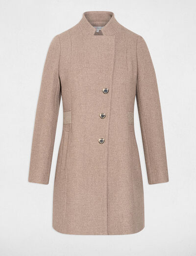 Manteau ajusté strass beige femme