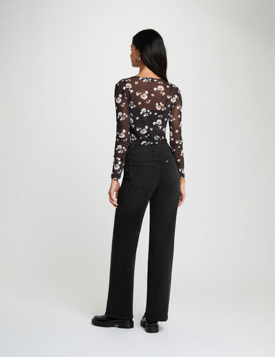 Mesh T-shirt met lange mouwen meerkleurig vrouw