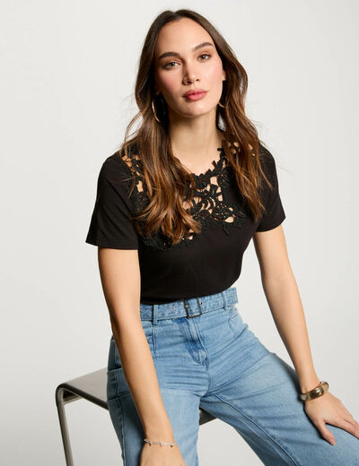T-shirt manches courtes noir femme