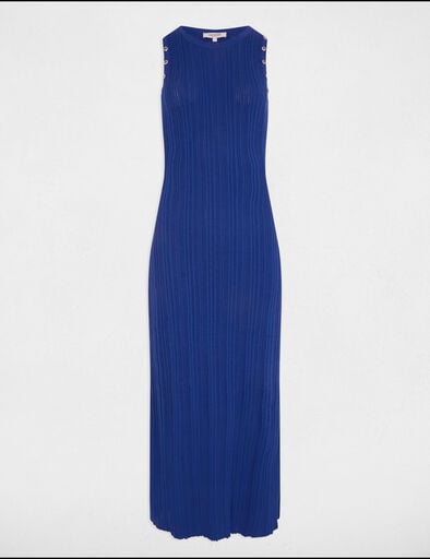 Robe tricot longue ajustée bleu electrique femme