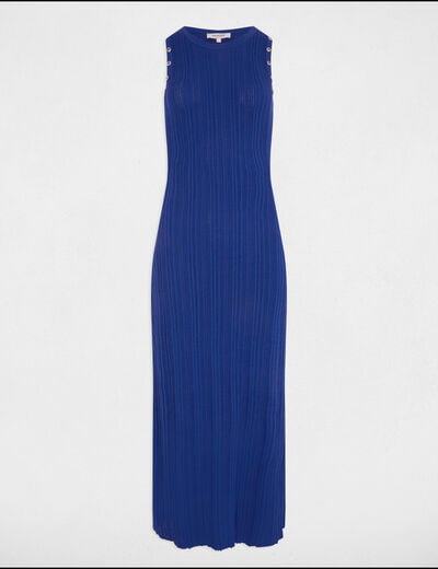 Robe tricot longue ajustée bleu electrique femme