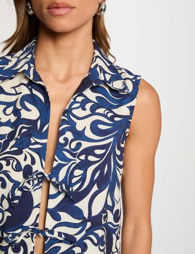Mouwloos overhemd met print meerkleurig vrouw