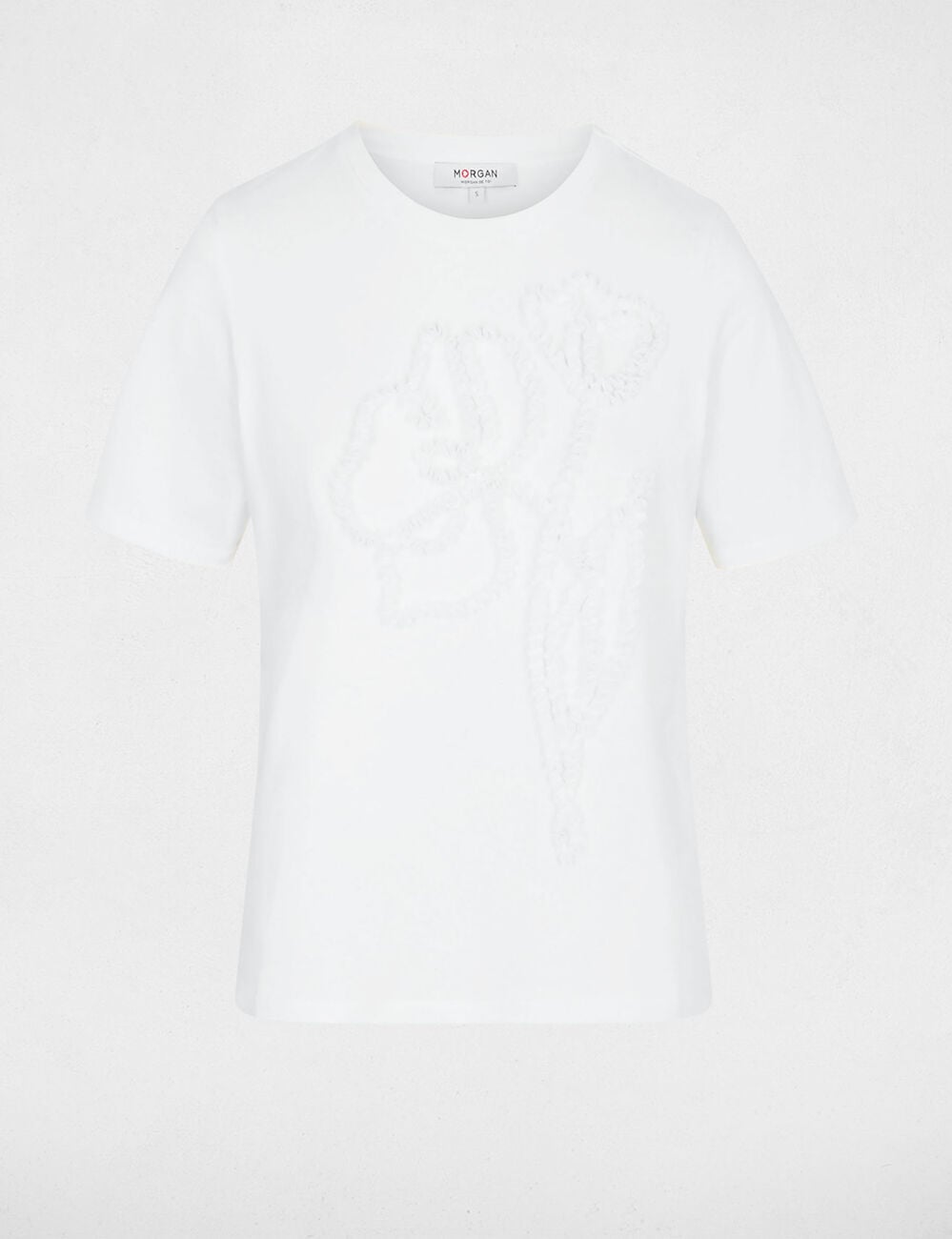 T-shirt imprim&eacute; floral blanc femme