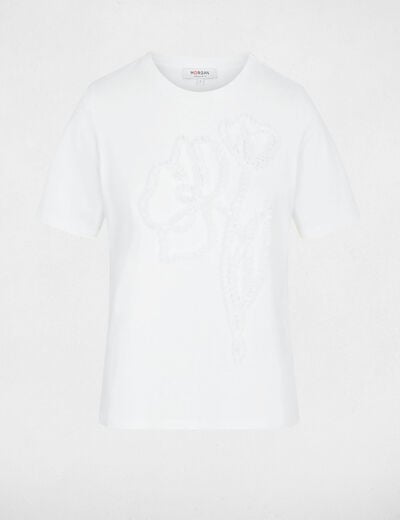 T-shirt imprim&eacute; floral blanc femme