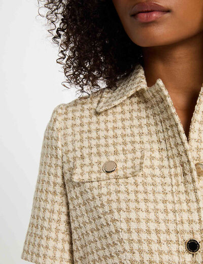 Veste manches courtes tweed multicolore femme