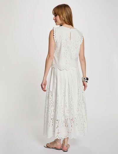 Jupe longue &eacute;vas&eacute;e blanc femme